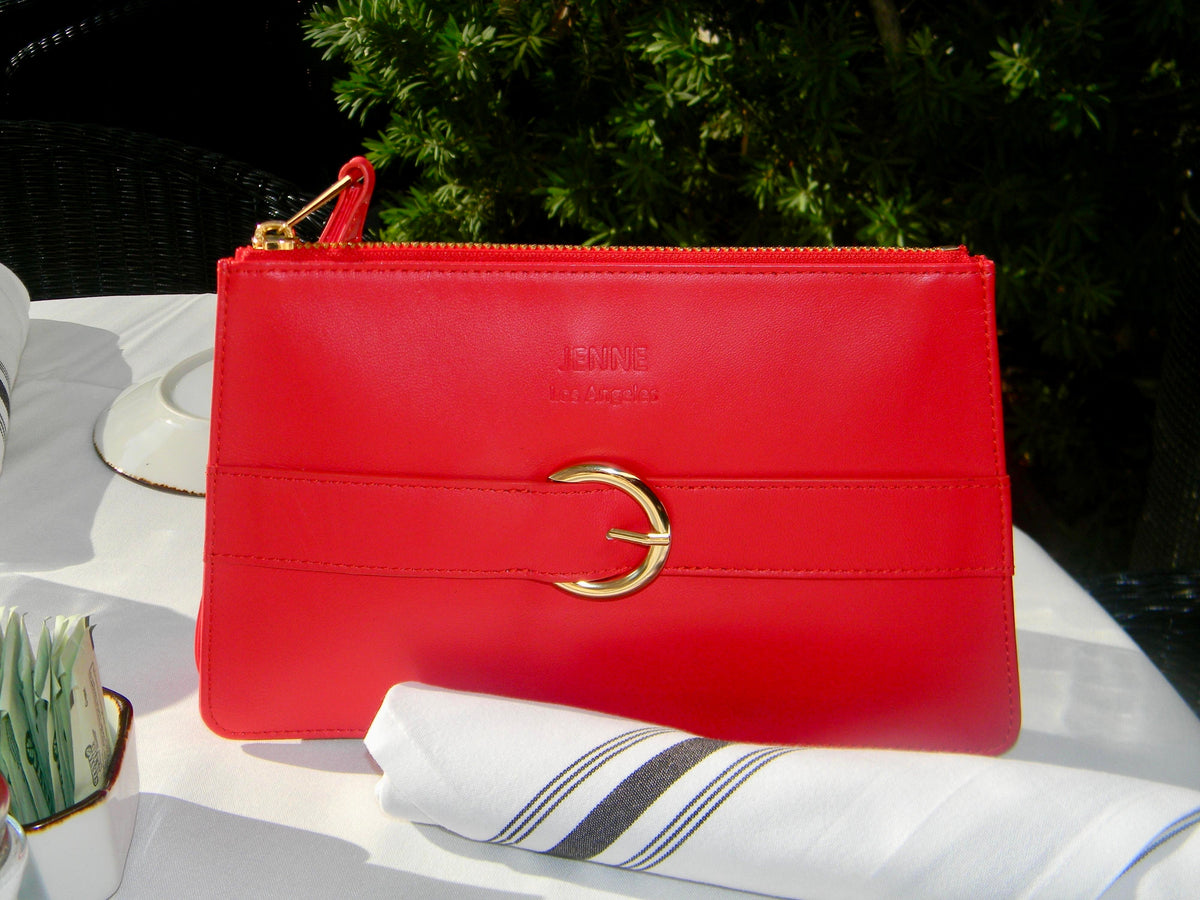 Red Goat Leather Wristlet