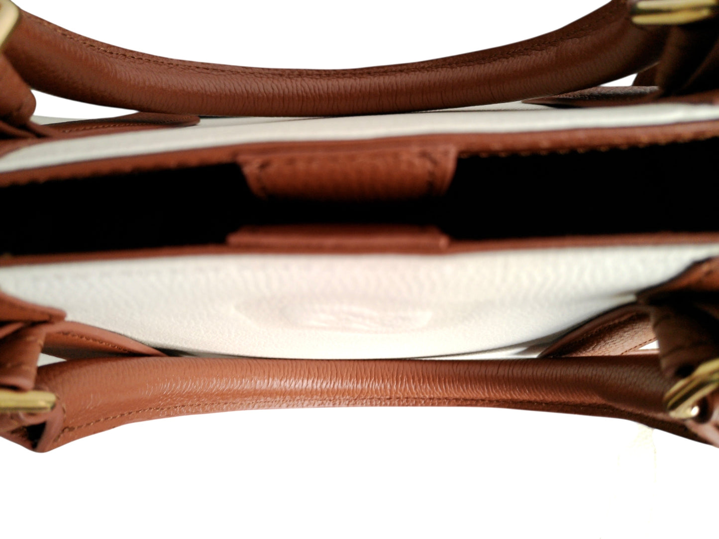 Premium Embossed Leather Tote Bag – Brown/White Designer Handbag with Pouch