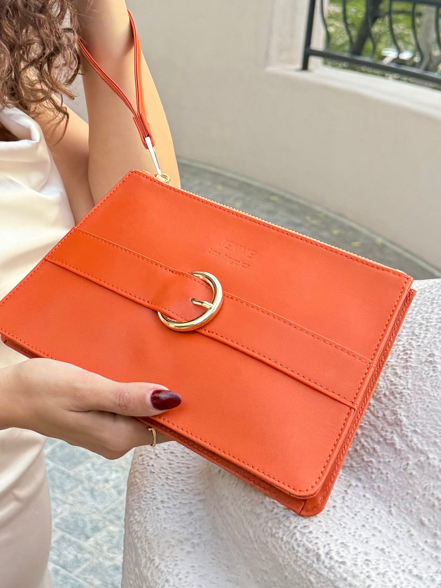 Red Goat Leather Wristlet